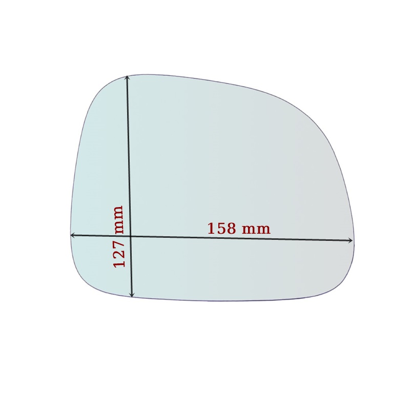 Vetro Specchio Retrovisore Lato Passeggero Per Fiat Panda II (169) solo dal 2008> (Specchio piu Grande)