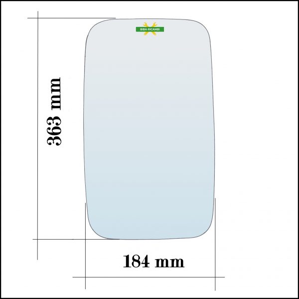 Vetro Specchio Retrovisore Lato Sx-Guidatore Per Isuzu P75 [Vetro Misura 363×184 mm]