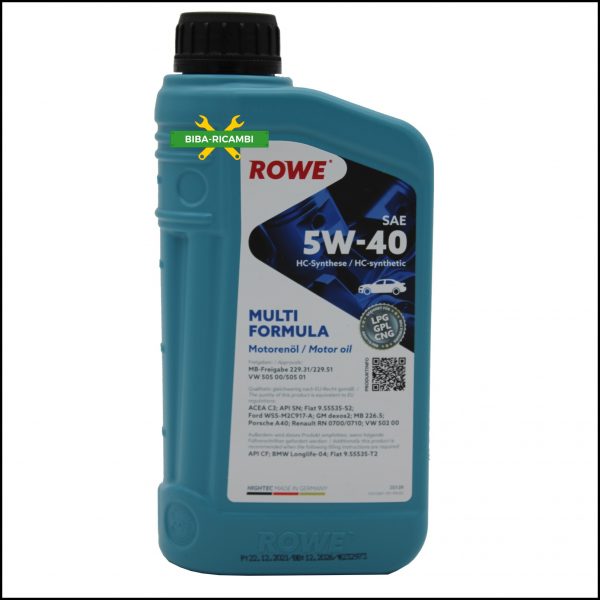 A. Olio Motore Rowe 5W-40 Multi Formula Specifico Gpl | Metano