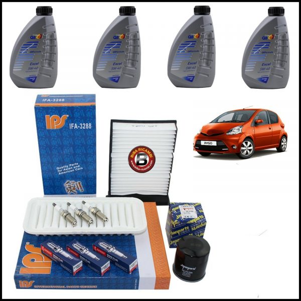 Kit Tagliando Olio | Filtri | Candele Per Toyota Aygo 1.000 50kw/68cv dal 2005>