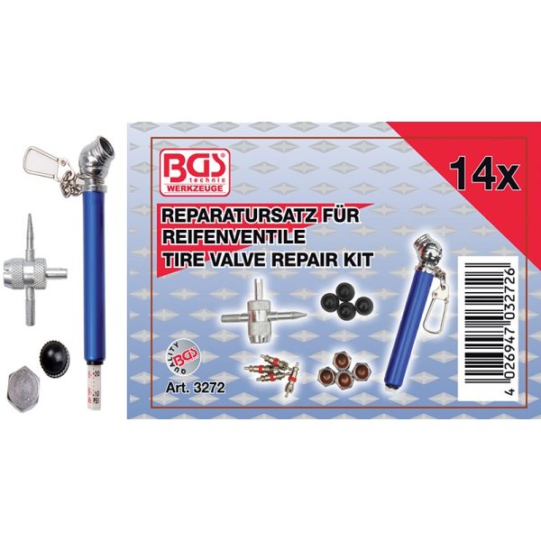 Set 14 Pz Riparazione Valvole Pneumatici Art.BGS3272