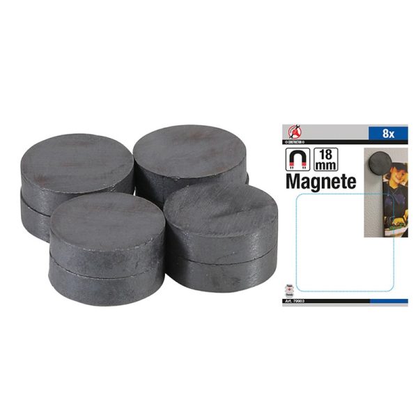 Set 8 Pezzi Magneti Ceramici Diametro 18 mm art.BGS79903
