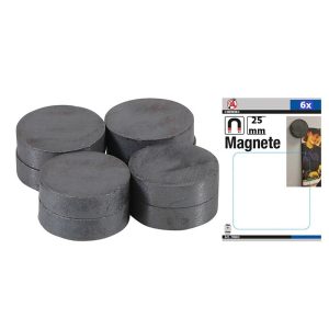 Set 6 Pezzi Magneti Ceramici Diametro 25 mm art.BGS79905