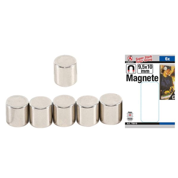 Set 6 Pezzi Magneti Diametro 9.5mm Spessore 10mm art.BGS79919