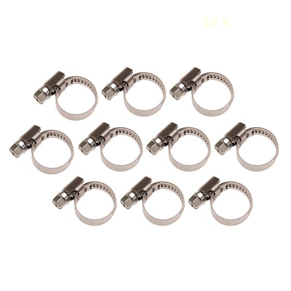 Set 10 Pezzi Fascette per Tubi in Inox 10×16 mm art.BGS8095-10X16