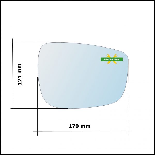 Vetro Specchio Retrovisore Cromato Lato Sx-Guidatore Per Mazda CX-5 I (KE) dal 2011-2015