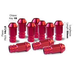 10 dadi ergal rossi chiave 19 14×1,5 L.50 mm