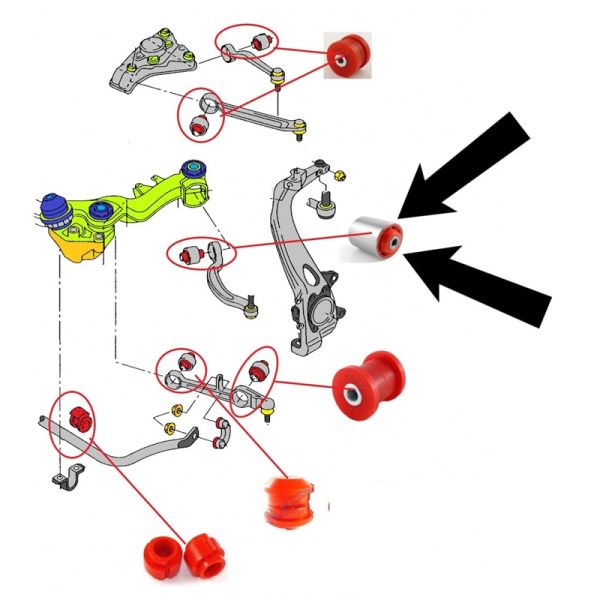 Silent Block Bracci Anteriori Compatibile Per Audi A8 I D2 dal 1994-2003