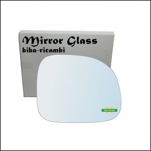 Vetro Specchio Retrovisore Cromato Lato Dx-Passeggero Per Fiat Panda II (169) solo dal 2008> (Specchio piu Grande)