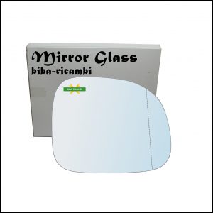 Vetro Specchio Retrovisore Cromato Asferico Lato Dx-Passeggero Per Fiat Panda II (169) solo dal 2008> (Specchio piu Grande)