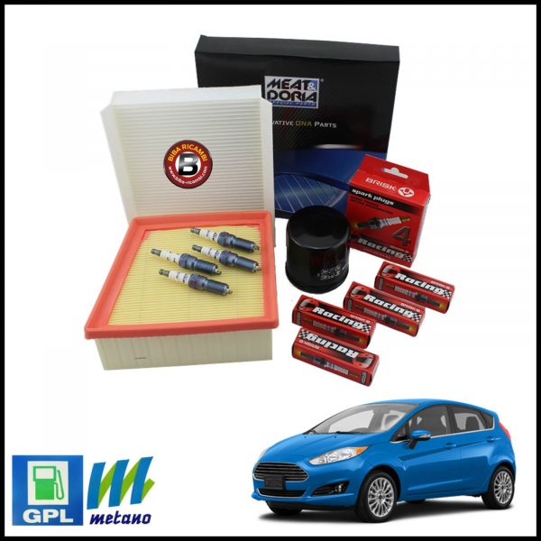Kit Tagliando Filtri | Candele Per Ford Fiesta VI 1.200 LPG 44kw/60cv dal 2008>