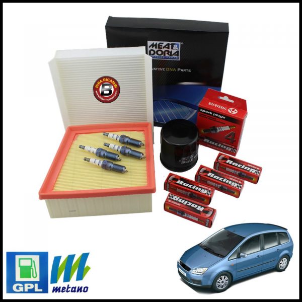 Kit Tagliando Filtri | Candele Per Ford Focus C-MAX 1.600 GPL 74kw/100cv dal 2003>