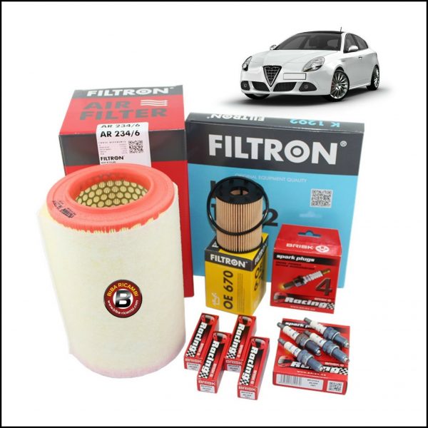 Kit Tagliando Filtri | Candele Per Alfa Romeo Giulietta 1.400 TB 88kw/120cv dal 2010>