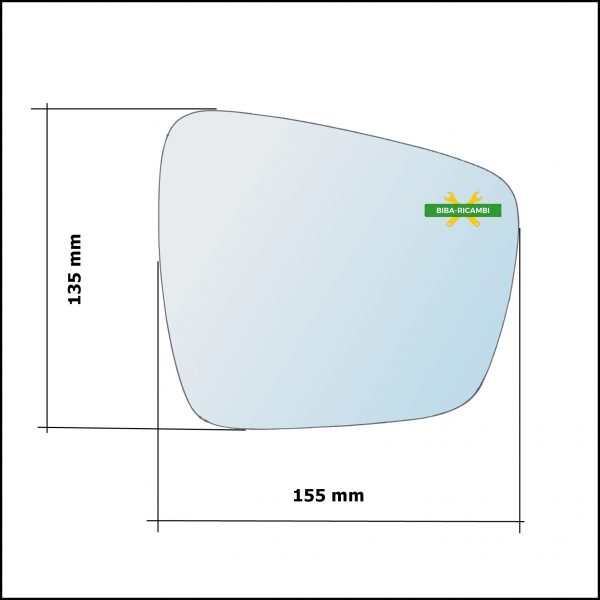 Vetro Specchio Retrovisore Asferico Lato Sx-Guidatore Per Renault Espace V (JR) dal 2015>