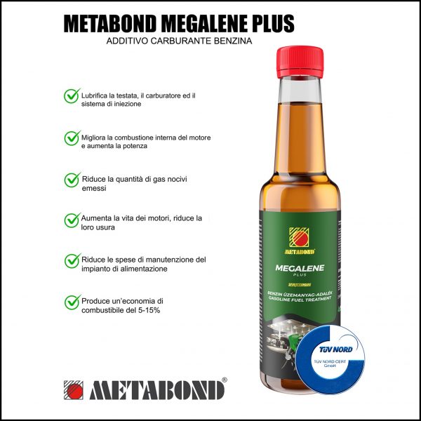 Metabond Megalene Plus Additivo Carburante Benzina Pulizia Valvole Pulizia Sistema Alimentazione 250ml