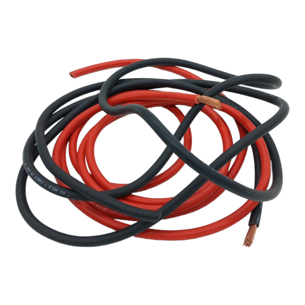 2 Cavi Professionali Per Pinze Batteria Auto Colore Rosso-Nero Sezione 35mm (3mt)