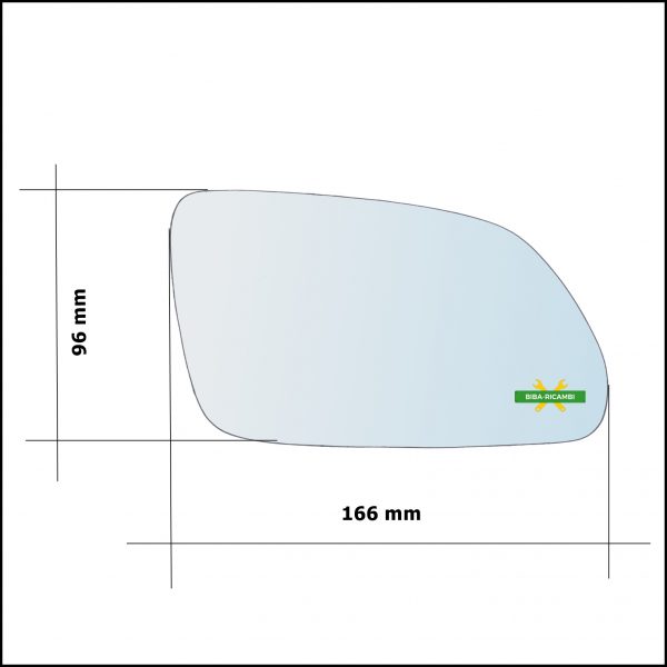 Vetro Specchio Retrovisore Cromato Lato Dx-Passeggero Per Skoda Octavia II (1Z) solo dal 2005-2009