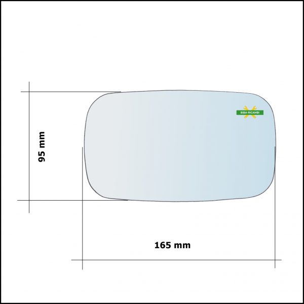 Vetro Specchio Retrovisore Cromato Asferico Lato Sx-Guidatore Per Fiat Punto I (176) dal 1993-1999