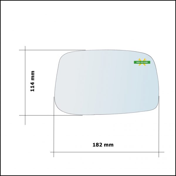 Vetro Specchio Retrovisore Cromato Asferico Lato Dx-Passeggero Per Citroen C8 (EA) dal 2002>