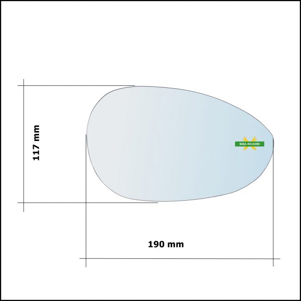 Vetro Specchio Retrovisore Cromato Asferico Lato Sx-Guidatore art.V238-LS
