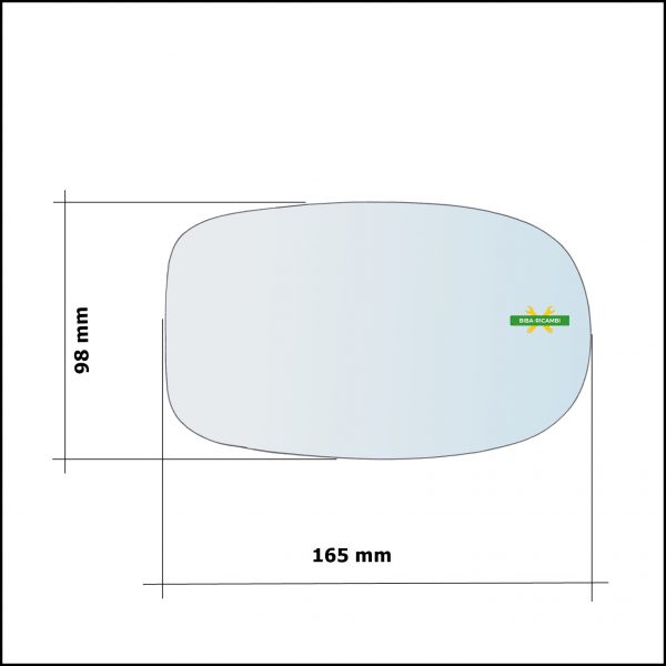 Vetro Specchio Retrovisore Cromato Asferico Lato Sx-Guidatore Per Lancia Thesis (841) dal 2002-2009