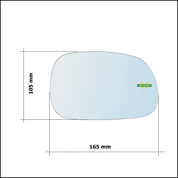 Vetro Specchio Retrovisore Cromato Asferico Lato Dx-Passeggero Per Bmw Z3 (E36) dal 1995-2003