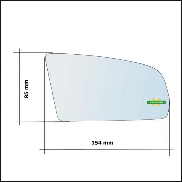Vetro Specchio Retrovisore Cromato Asferico Lato Dx-Passeggero Per Aixam dal 2012-2016