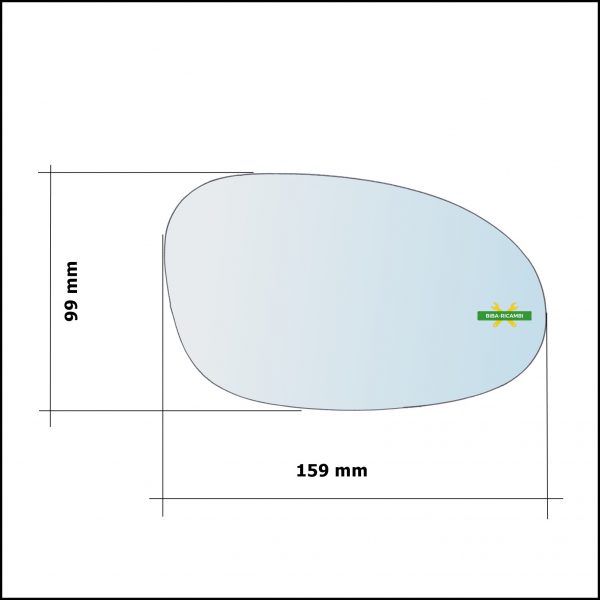 Vetro Specchio Retrovisore Cromato Asferico Lato Sx-Guidatore Per MicroCar Bellier Jade