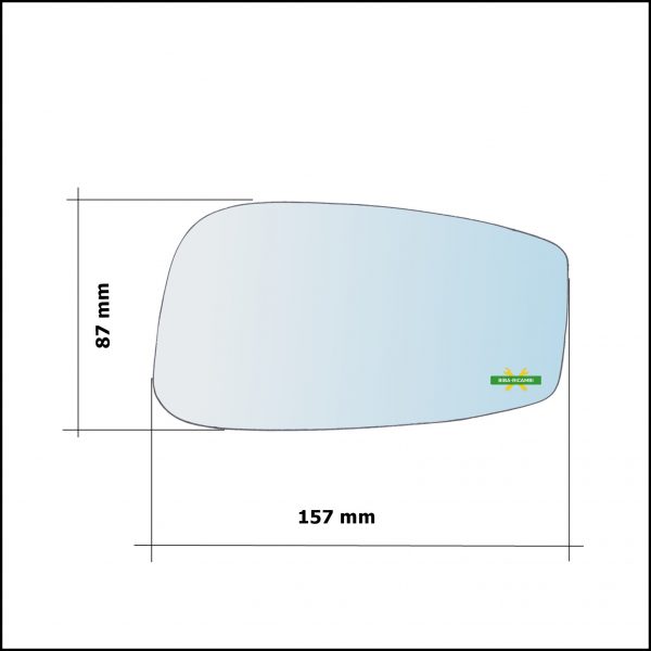Vetro Specchio Retrovisore Cromato Asferico Lato Sx-Guidatore Per Fiat Stilo (192) dal 2001-2009