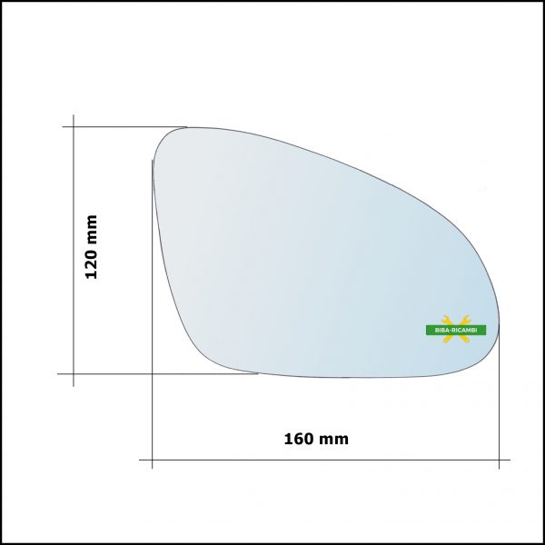 Vetro Specchio Retrovisore Cromato Asferico Lato Dx-Passeggero Per Opel Adam (M13) dal 2012-2019