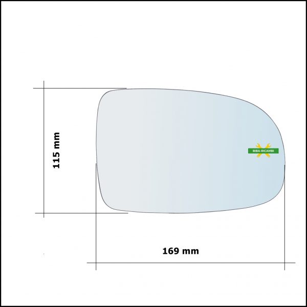 Vetro Specchio Retrovisore Cromato Asferico Lato Sx-Guidatore Per Opel Corsa C (X01) dal 2000-2009