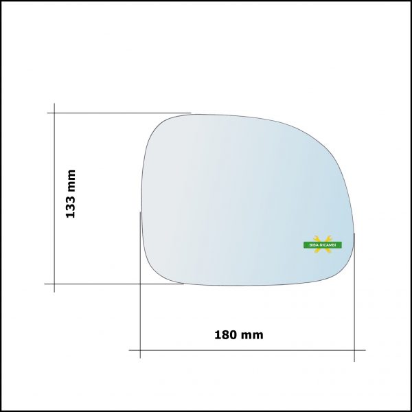 Vetro Specchio Retrovisore Cromato Asferico Lato Sx-Guidatore Per Fiat 500L (351) dal 2012>