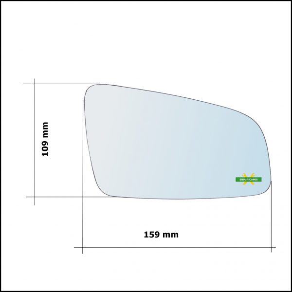 Vetro Specchio Retrovisore Cromato Asferico Lato Sx-Guidatore Per Opel Zafira B (A05) solo dal 2005-2008