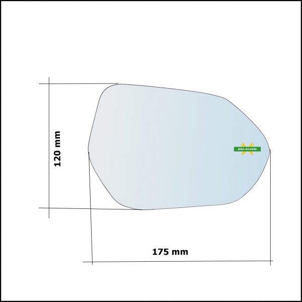 Vetro Specchio Retrovisore Cromato Asferico Lato Dx-Passeggero Per Yaris IV (P21) dal 2020>