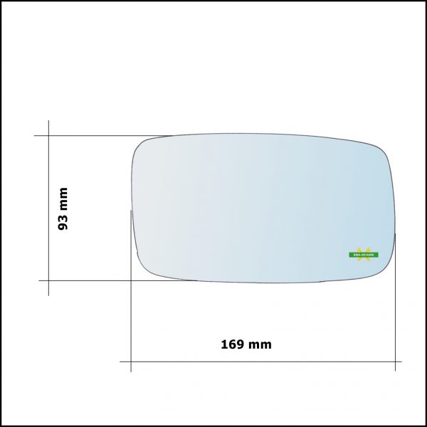 Vetro Specchio Retrovisore Cromato Asferico Lato Sx-Guidatore Per Volvo 960 II dal 1994-1996