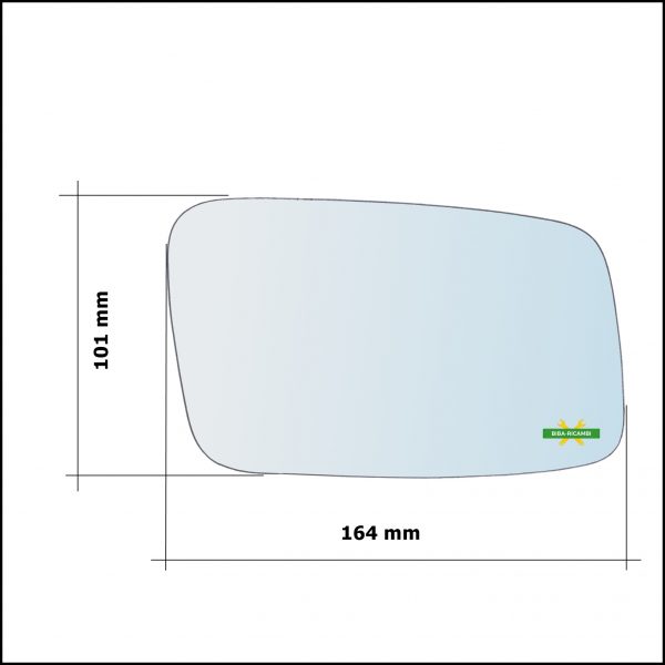 Vetro Specchio Retrovisore Cromato Asferico Lato Dx-Passeggero Per Volvo S40 I (644) solo dal 1999-2004