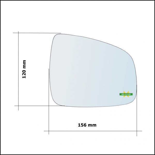 Vetro Specchio Retrovisore Cromato Asferico Lato Sx-Guidatore Per Dacia Sandero I dal 2008>