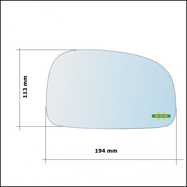 Vetro Specchio Retrovisore Cromato Lato Sx-Guidatore Per Hyundai Santa Fe I (SM) dal 2000-2006