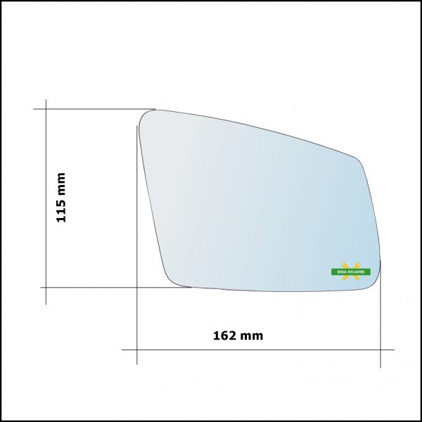 Vetro Specchio Retrovisore Cromato Lato Sx-Guidatore Per Bmw Serie 3 (F30,F31) dal 2011>