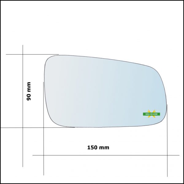 Vetro Specchio Retrovisore Cromato Asferico Lato Sx-Guidatore Per Citroen ZX (N2) dal 1991-1999