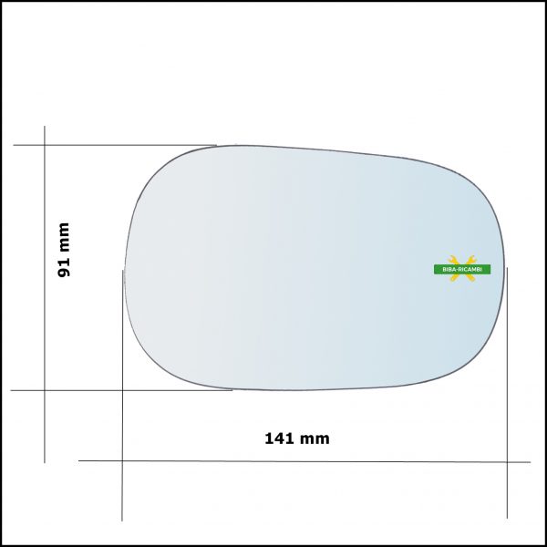 Vetro Specchio Retrovisore Cromato Asferico Lato Sx-Guidatore Per Ford Ka I (RB) dal 1996-2008
