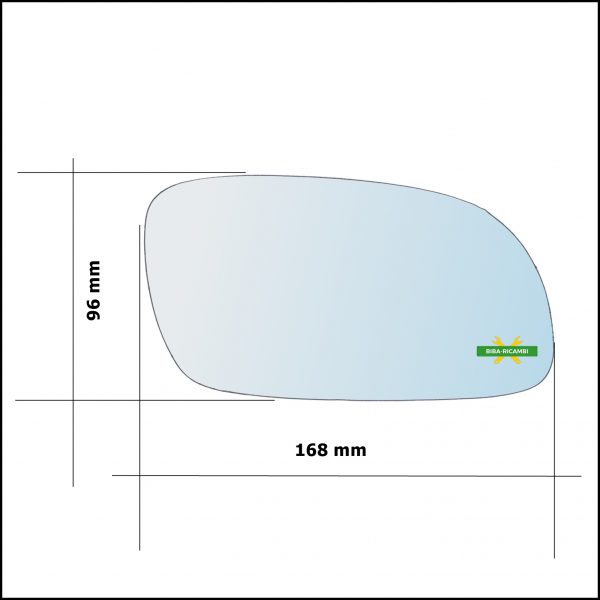 Vetro Specchio Retrovisore Cromato Asferico Lato Dx-Passeggero Per Hyundai Accent I (X-3) dal 1994-2000