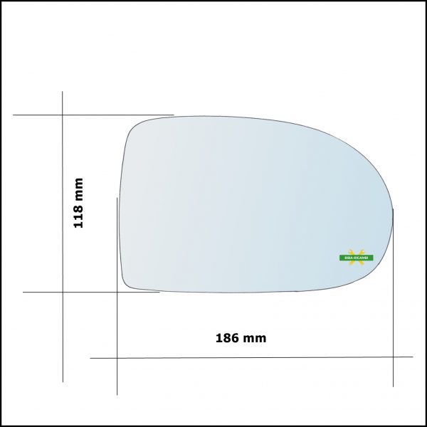 Vetro Specchio Retrovisore Cromato Lato Sx-Guidatore Per Jeep Compass I (MK49) dal 2006>