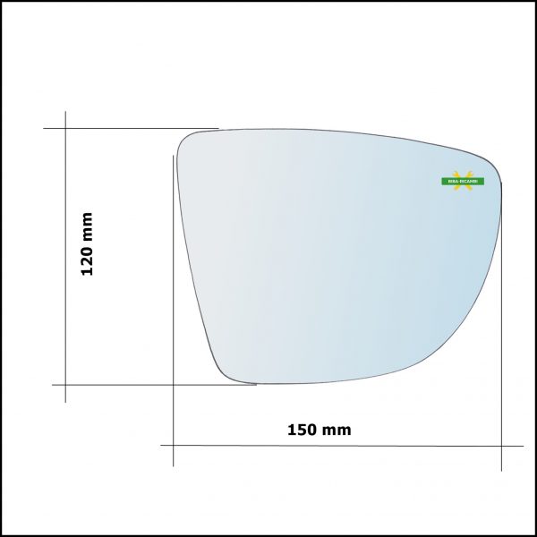 Vetro Specchio Retrovisore Cromato Asferico Lato Sx-Guidatore Per Nissan Micra V (K14) dal 2016>