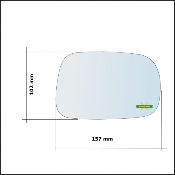 Vetro Specchio Retrovisore Cromato Lato Dx-Passeggero Per Suzuki Ignis II (MH) solo dal 2003-2008