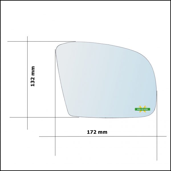 Vetro Specchio Retrovisore Cromato Lato Sx-Guidatore Per Mercedes Classe R (W251) solo dal 2005-2010