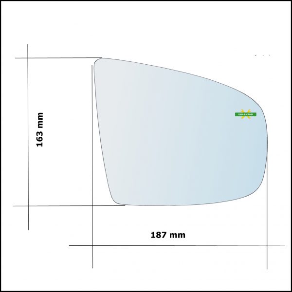 Vetro Specchio Retrovisore Cromato Lato Sx-Guidatore Per Bmw X6 I (E71) dal 2007-2014