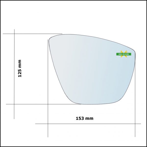 Vetro Specchio Retrovisore Cromato Asferico Lato Sx-Guidatore Per Ford Ka+ dal 2014>