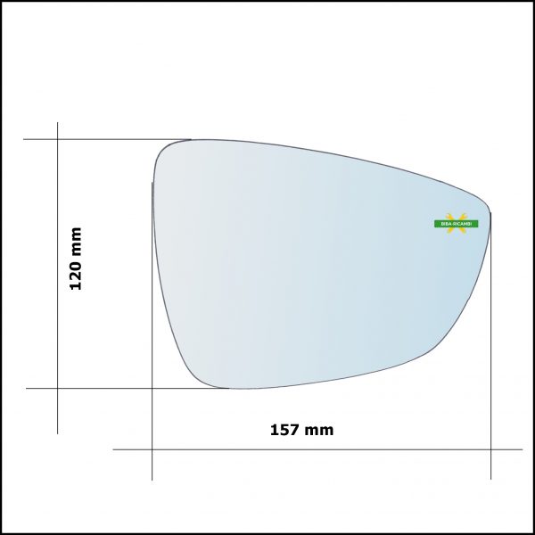 Vetro Specchio Retrovisore Cromato Asferico Lato Sx-Guidatore Per Ford Focus IV dal 2018>