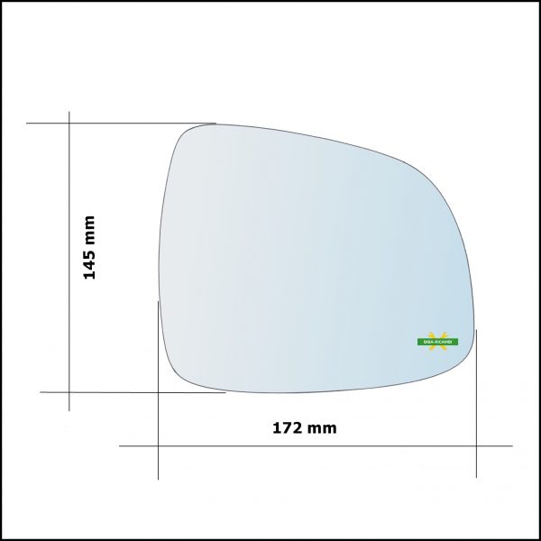 Vetro Specchio Retrovisore Lato Dx-Passeggero Per Suzuki SX4 (GY, RW) dal 2006>